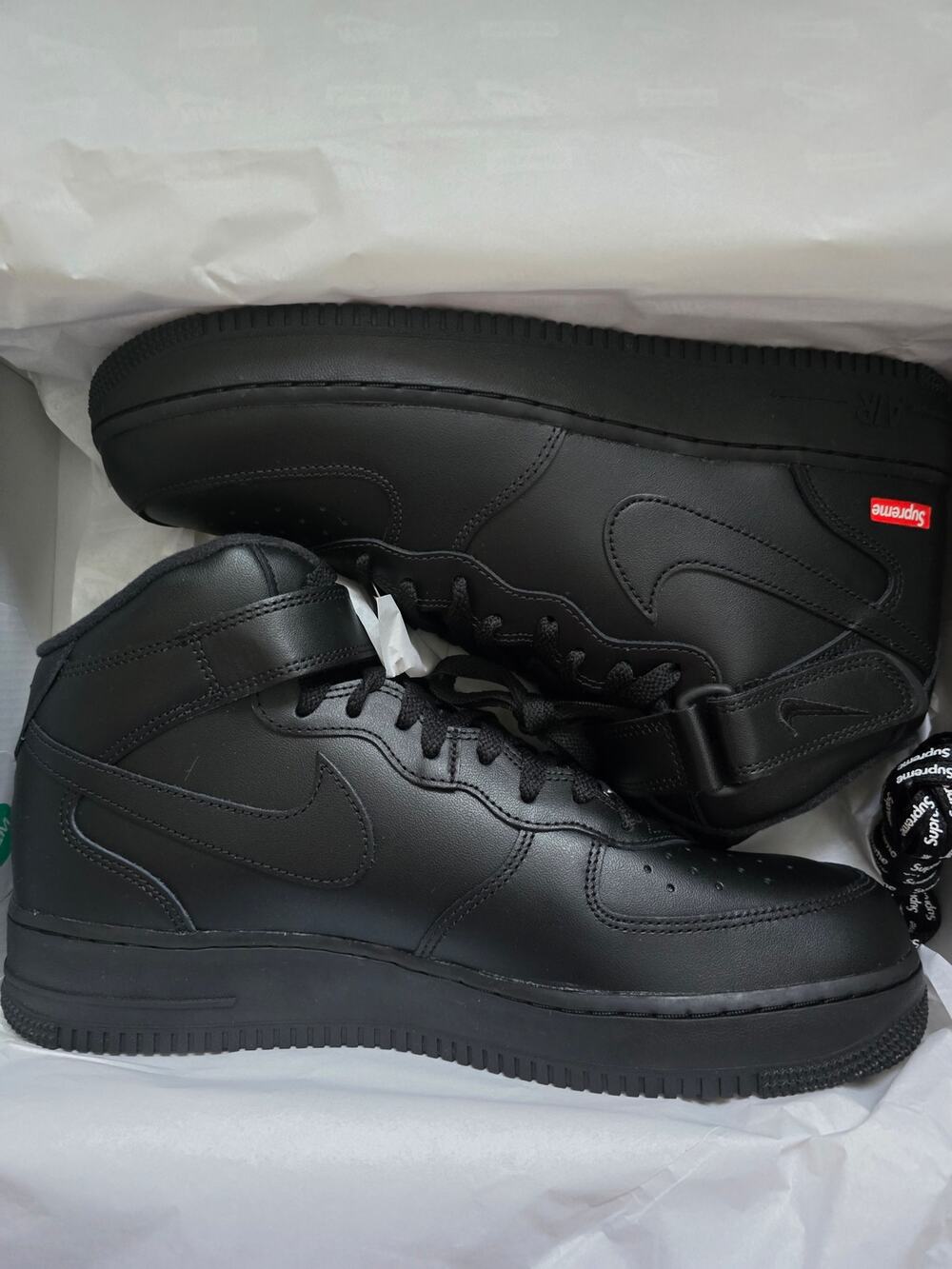 Nike Supreme Air Force 1 Mid Black Mini Box Logo Sneakers Men’s 11 NWT DS OG